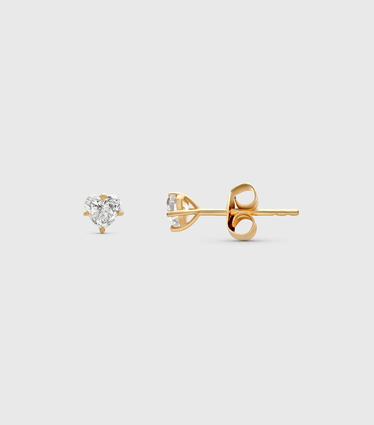 18K Solid Gold Heart Shaped Diamond Earrings