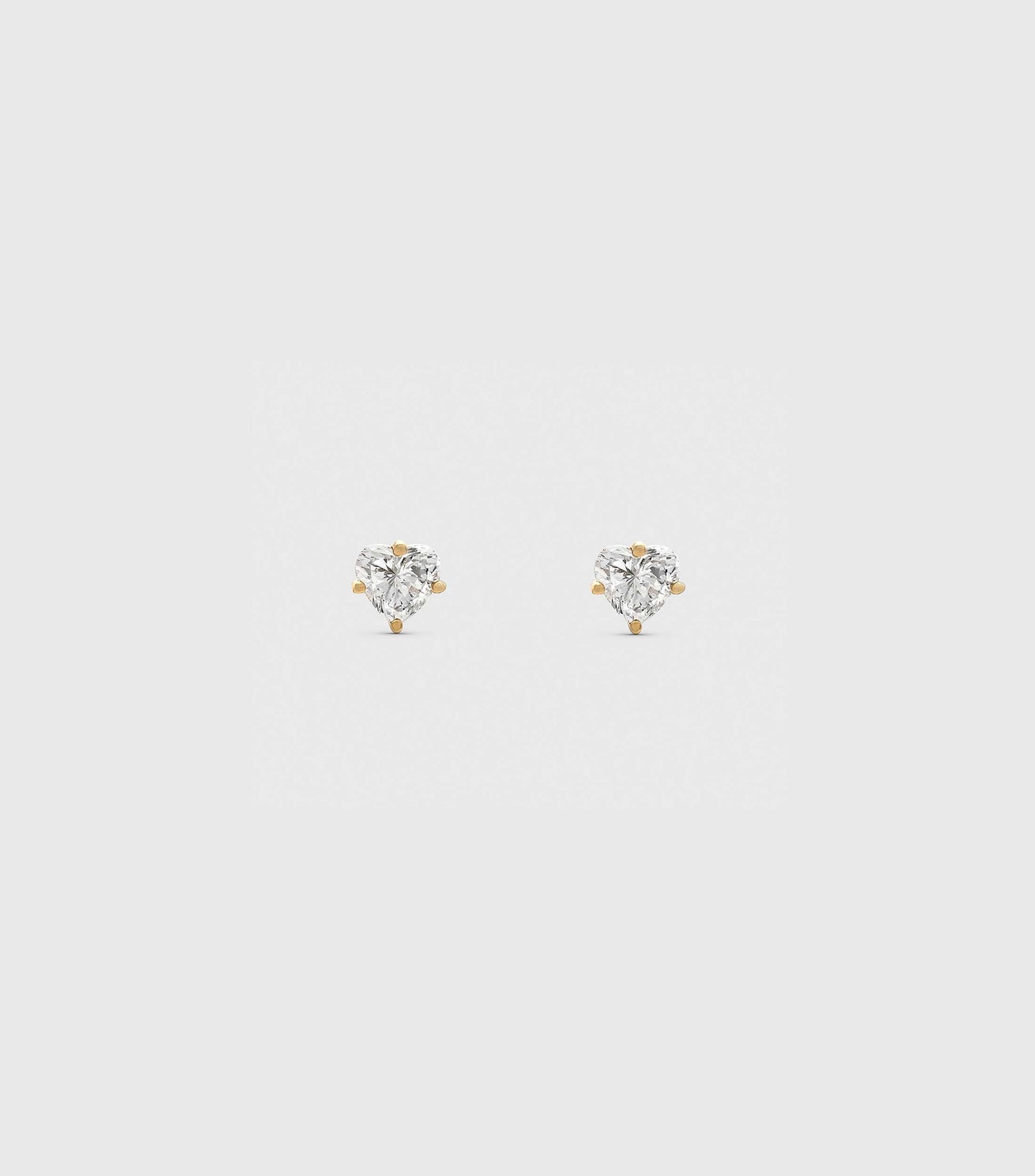 18K Solid Gold Heart Shaped Diamond Earrings