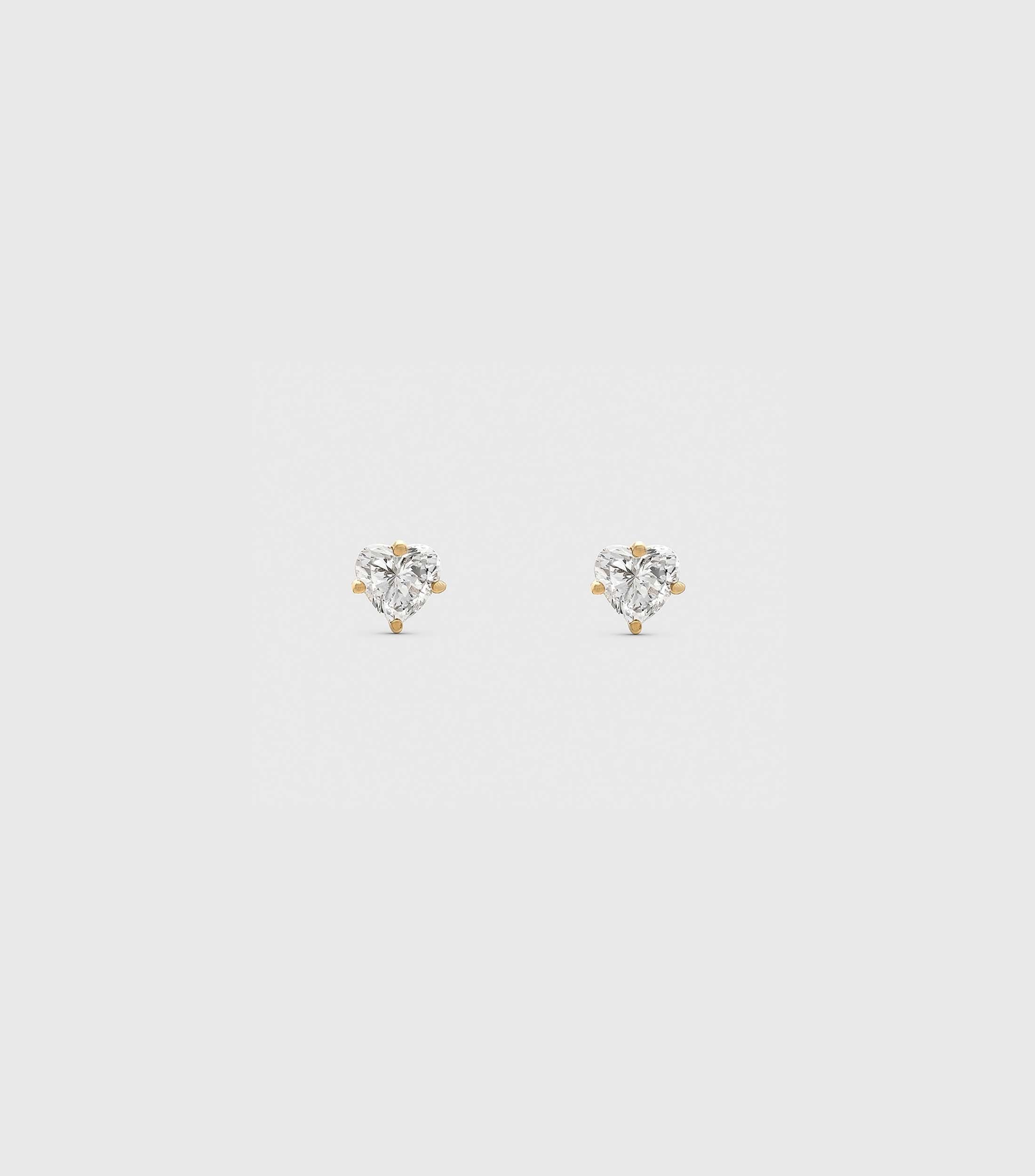 18K Solid Gold Heart Shaped Diamond Earrings