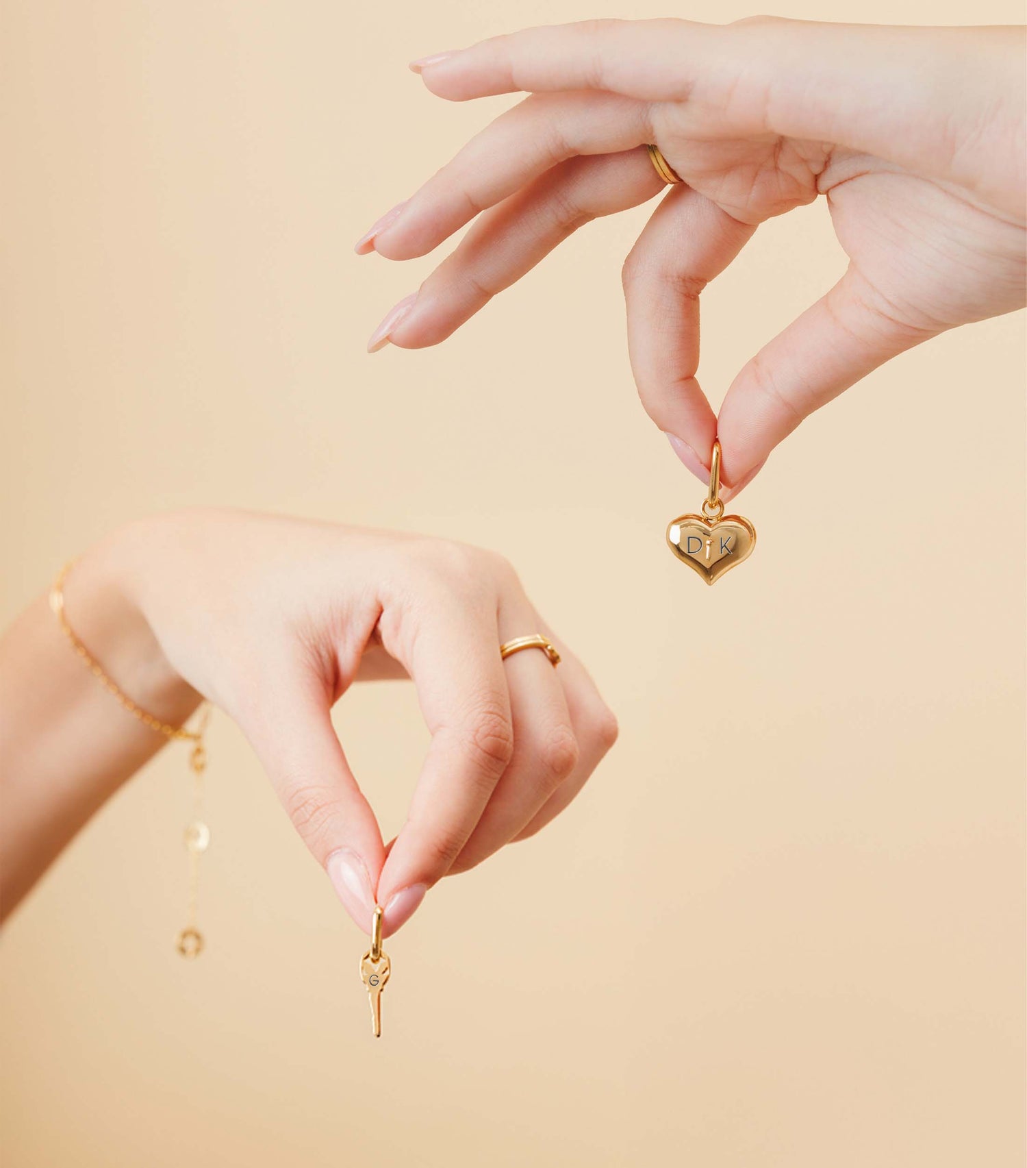 Key and Heart Locket Hoop Earring