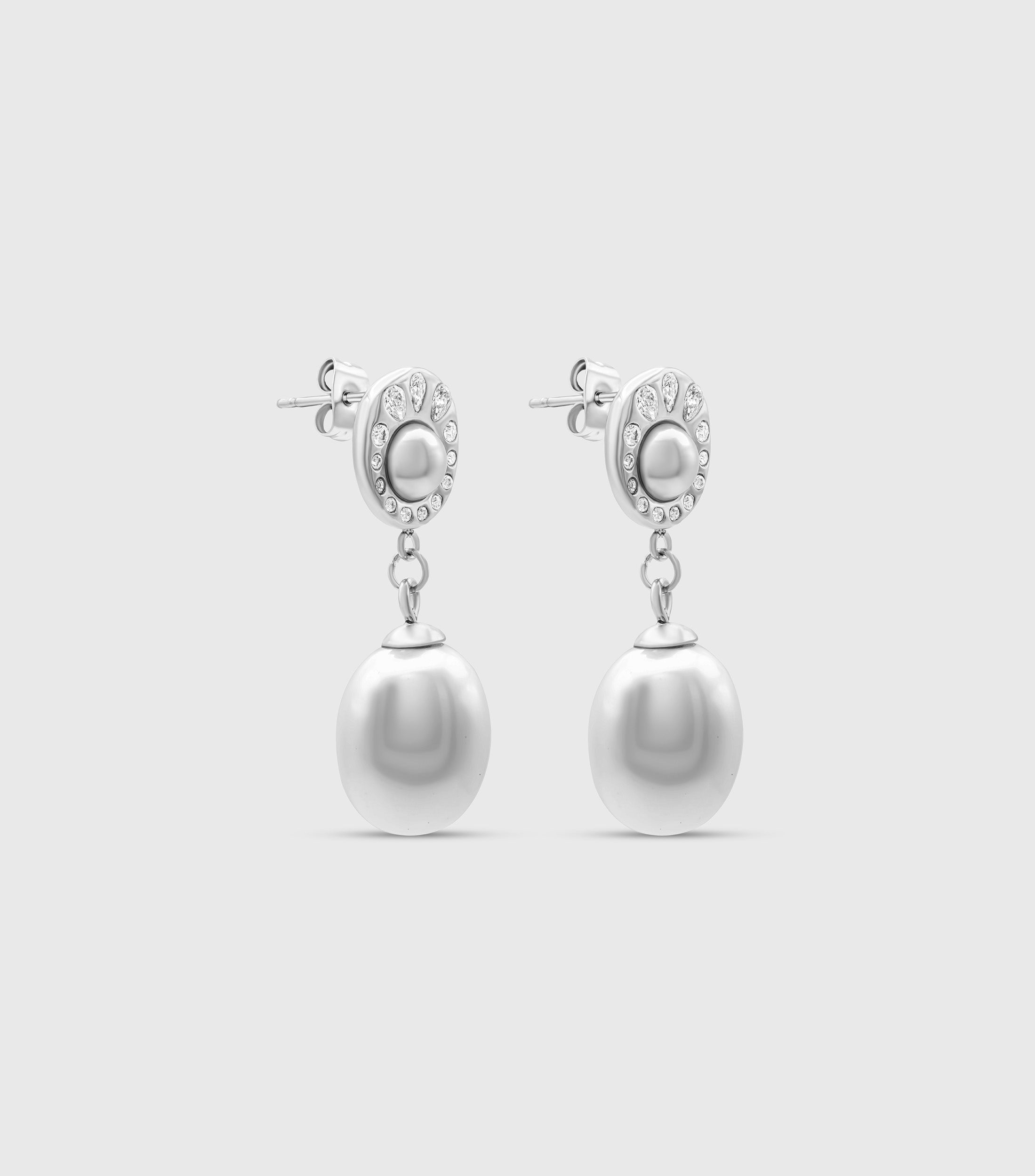 Pearl Drop Medallion Earrings