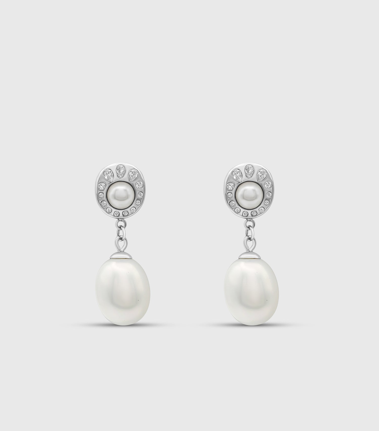Pearl Drop Medallion Earrings