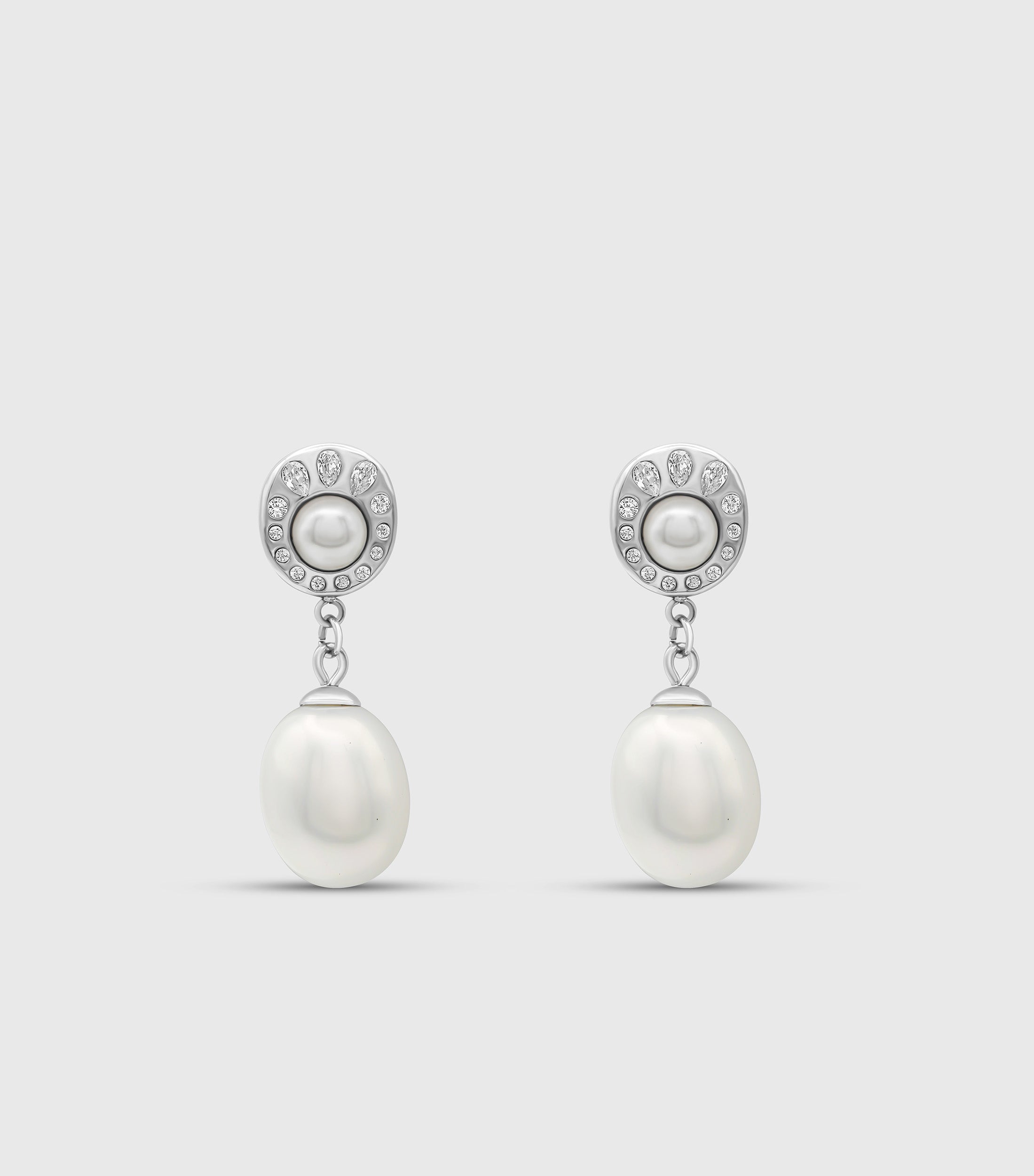 Pearl Drop Medallion Earrings