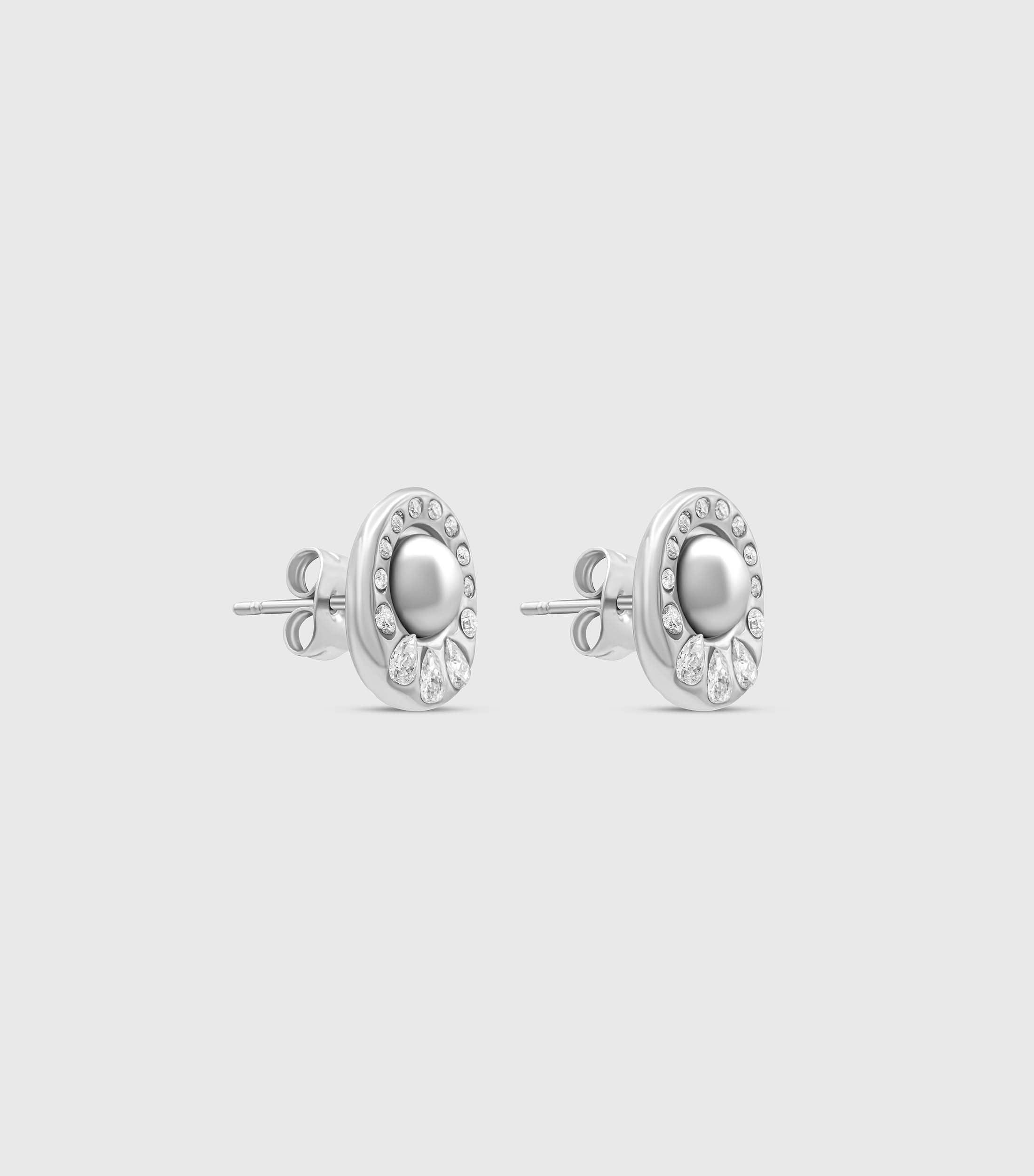 Pearl Medallion Zirconia Studs