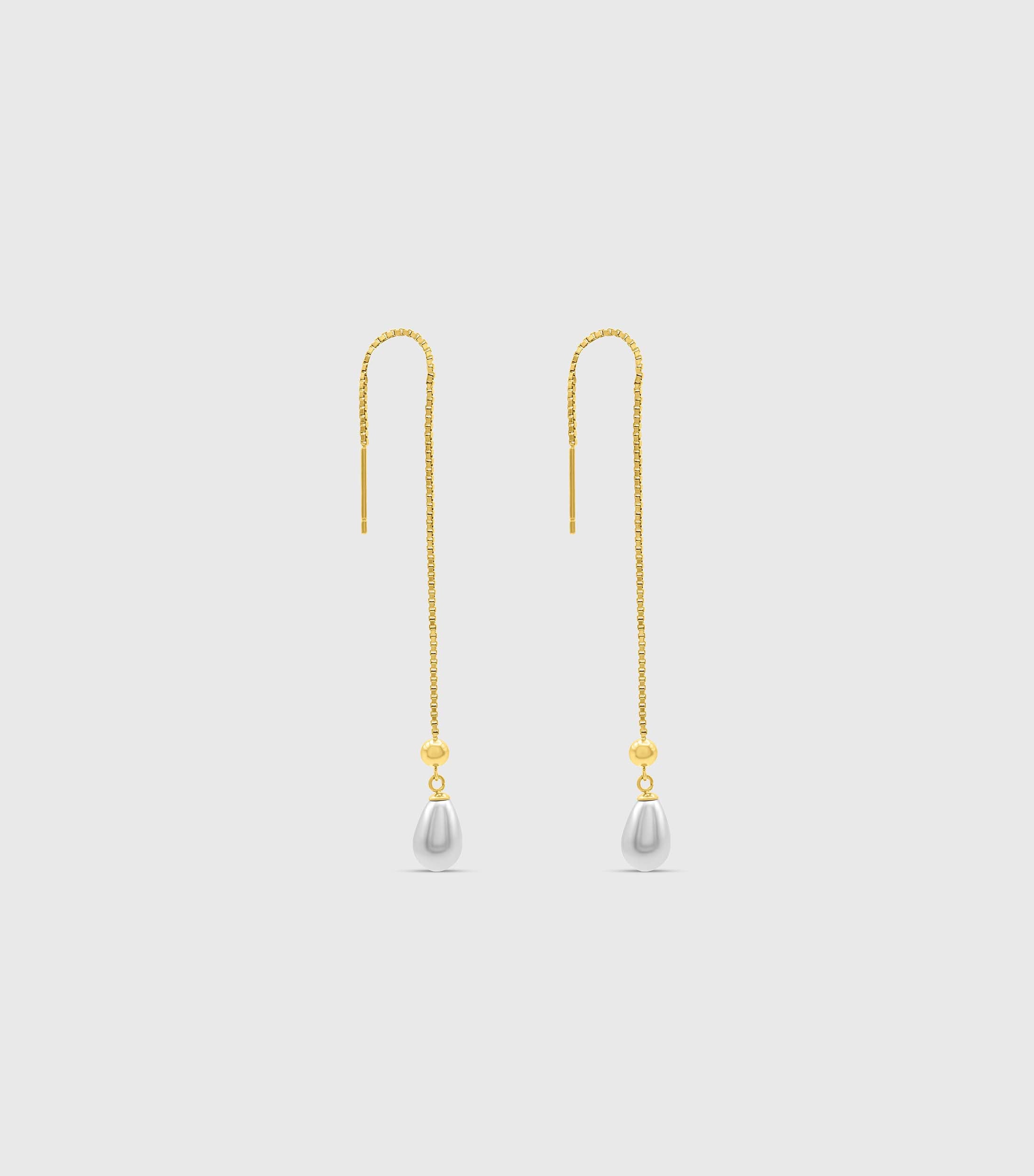 Golden Thread Pearl Drop Earrings