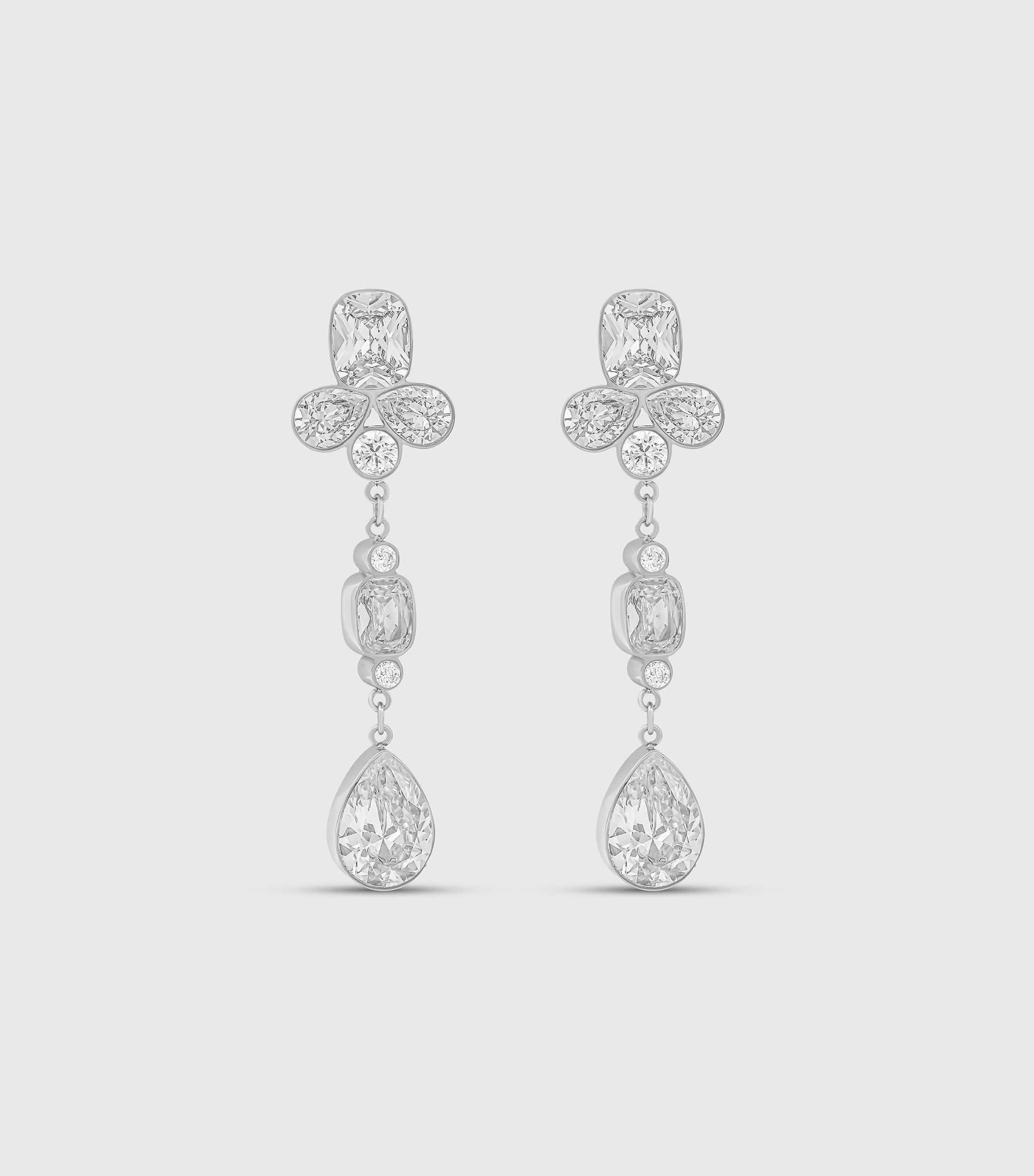 Chandelier Earrings in Clear Zirconias