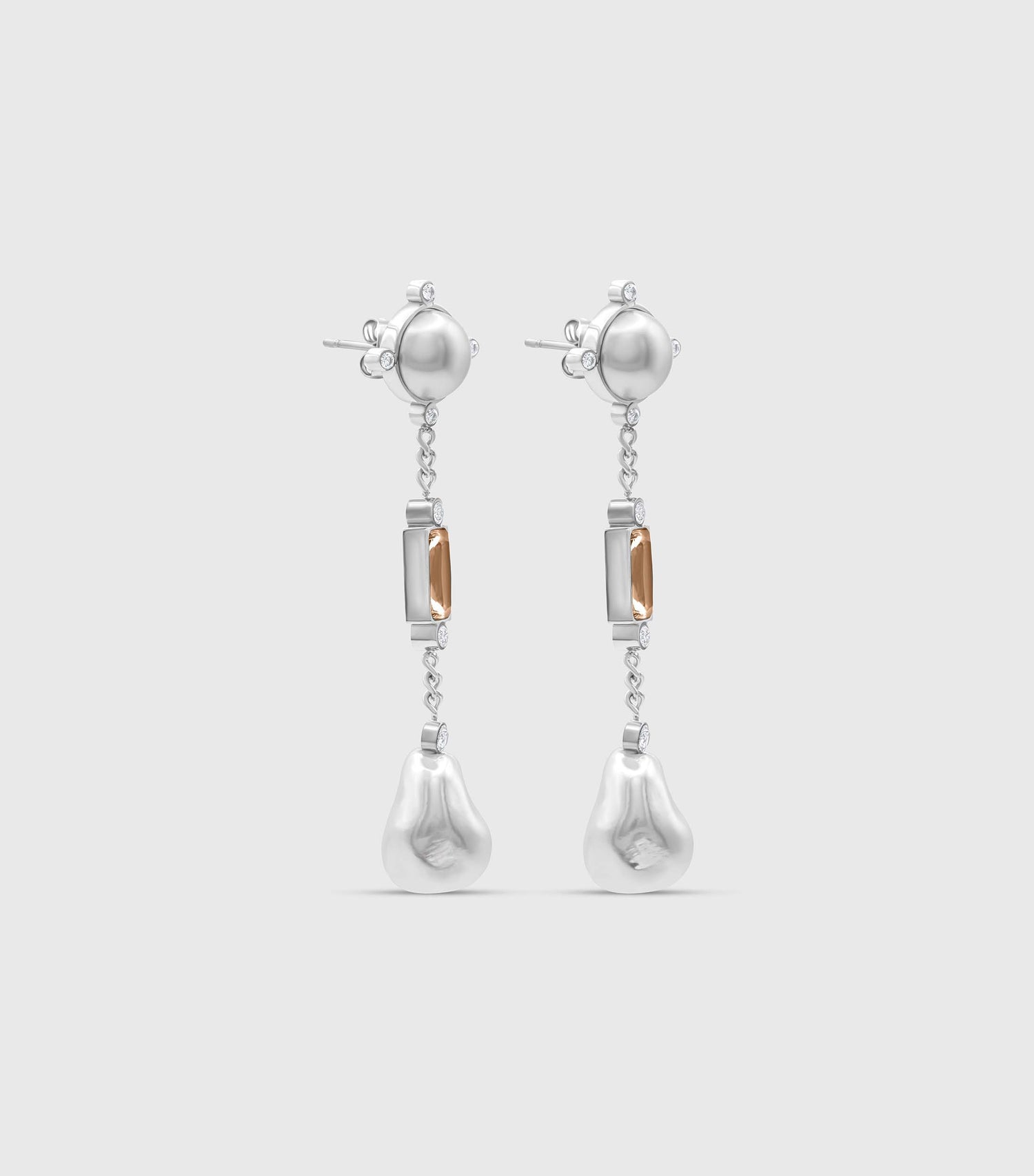 Peach Cascade Pearl Drop Earrings