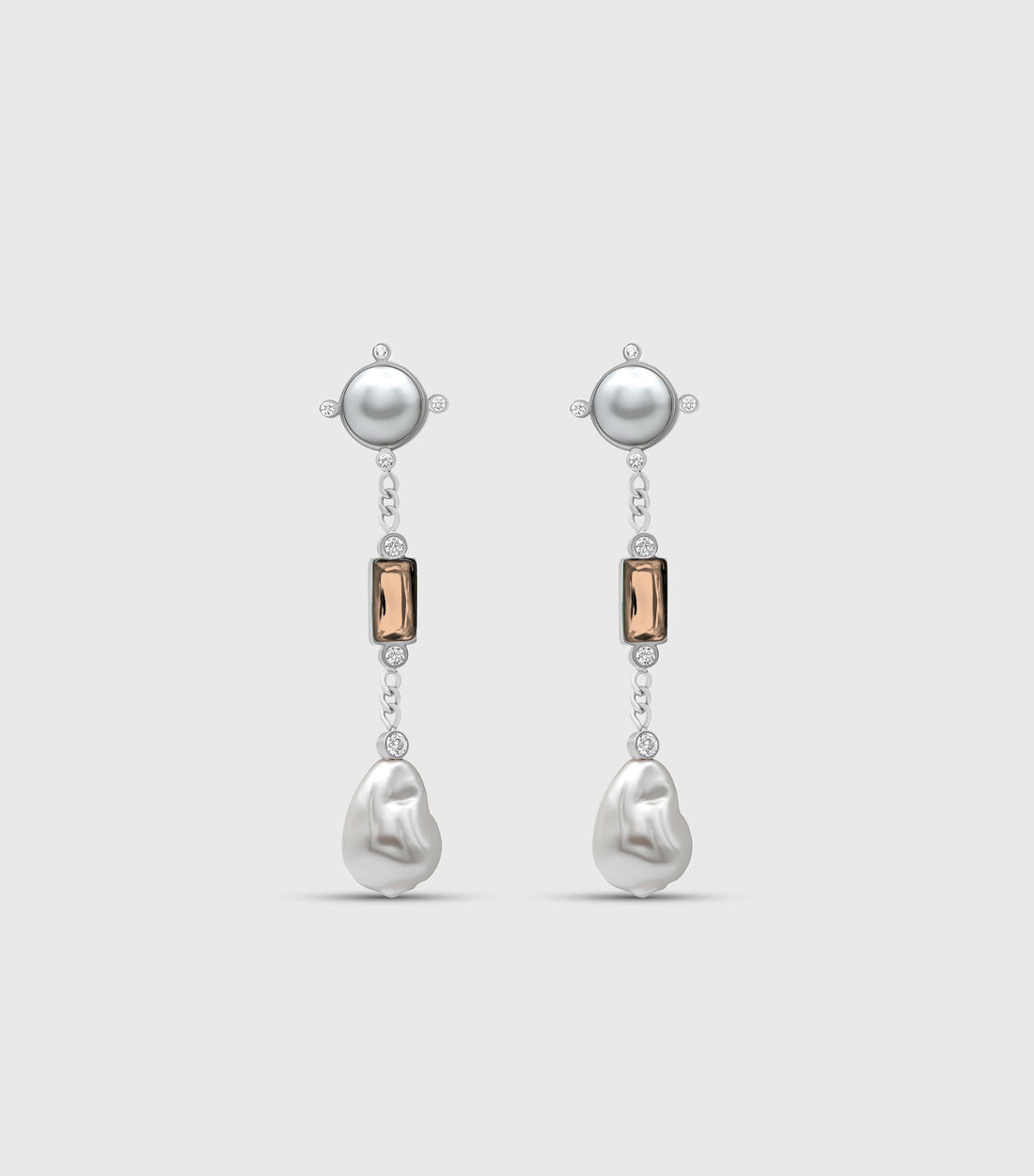 Peach Cascade Pearl Drop Earrings