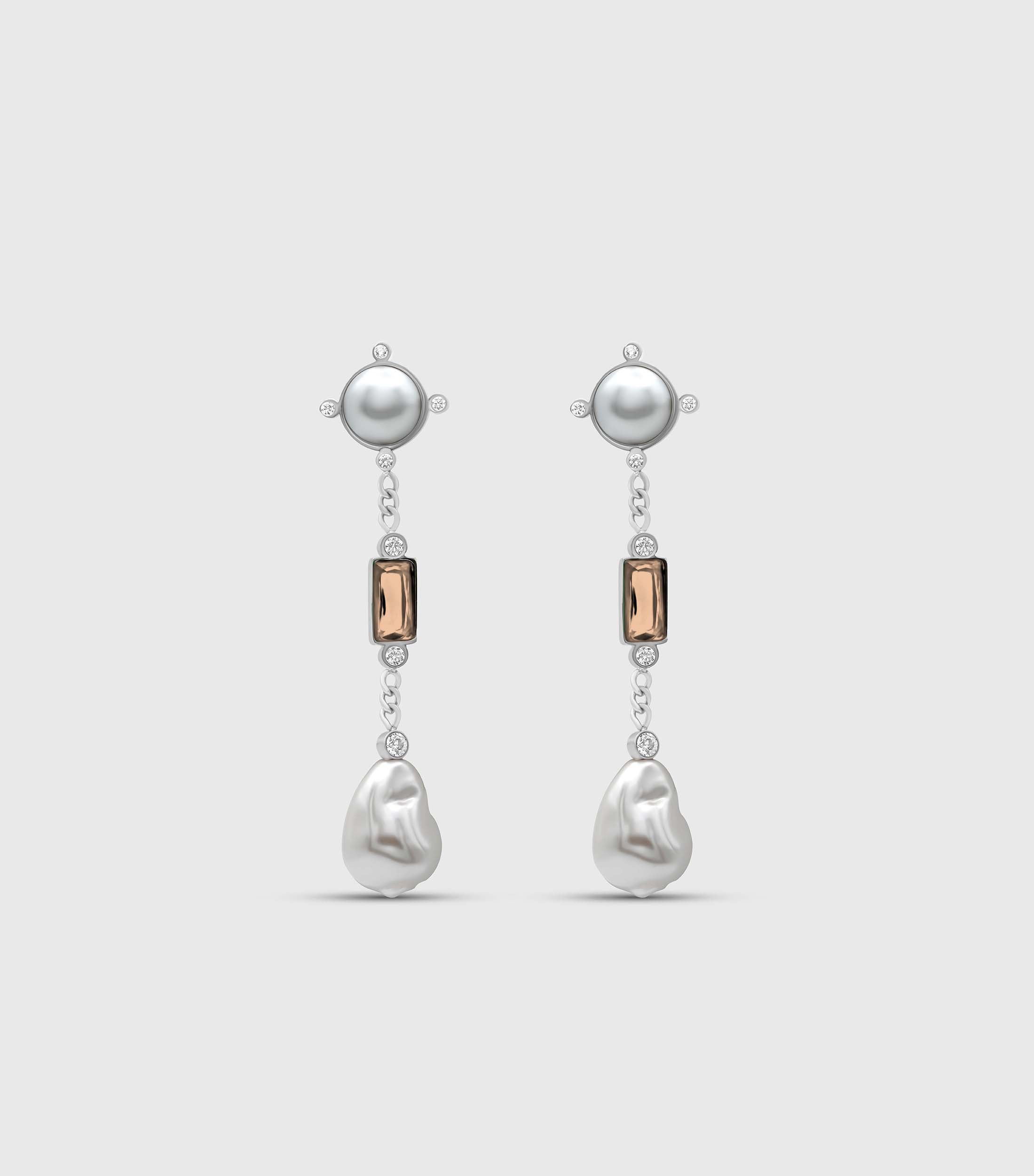 Peach Cascade Pearl Drop Earrings