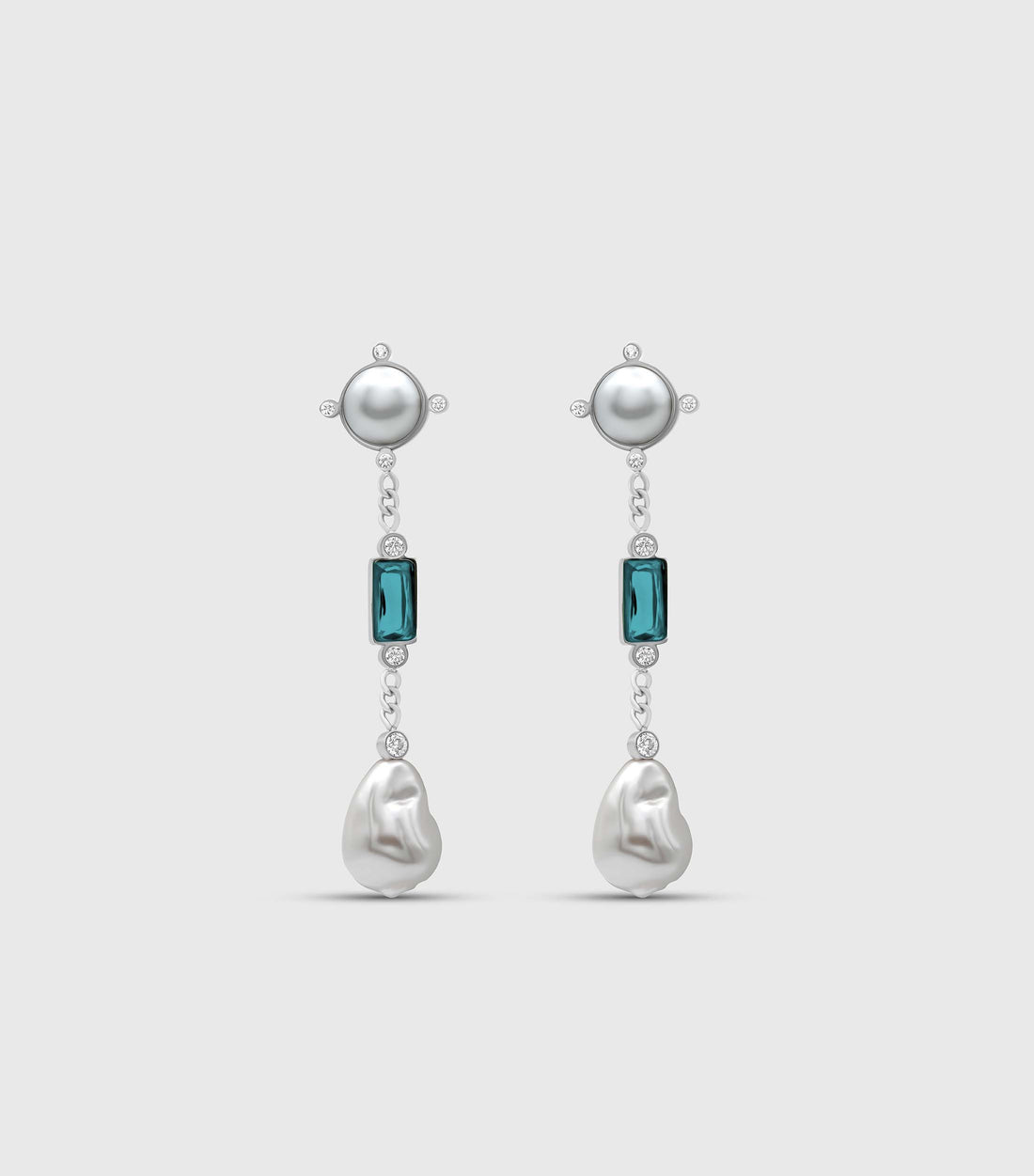 Turquoise Cascade Pearl Drop Earrings