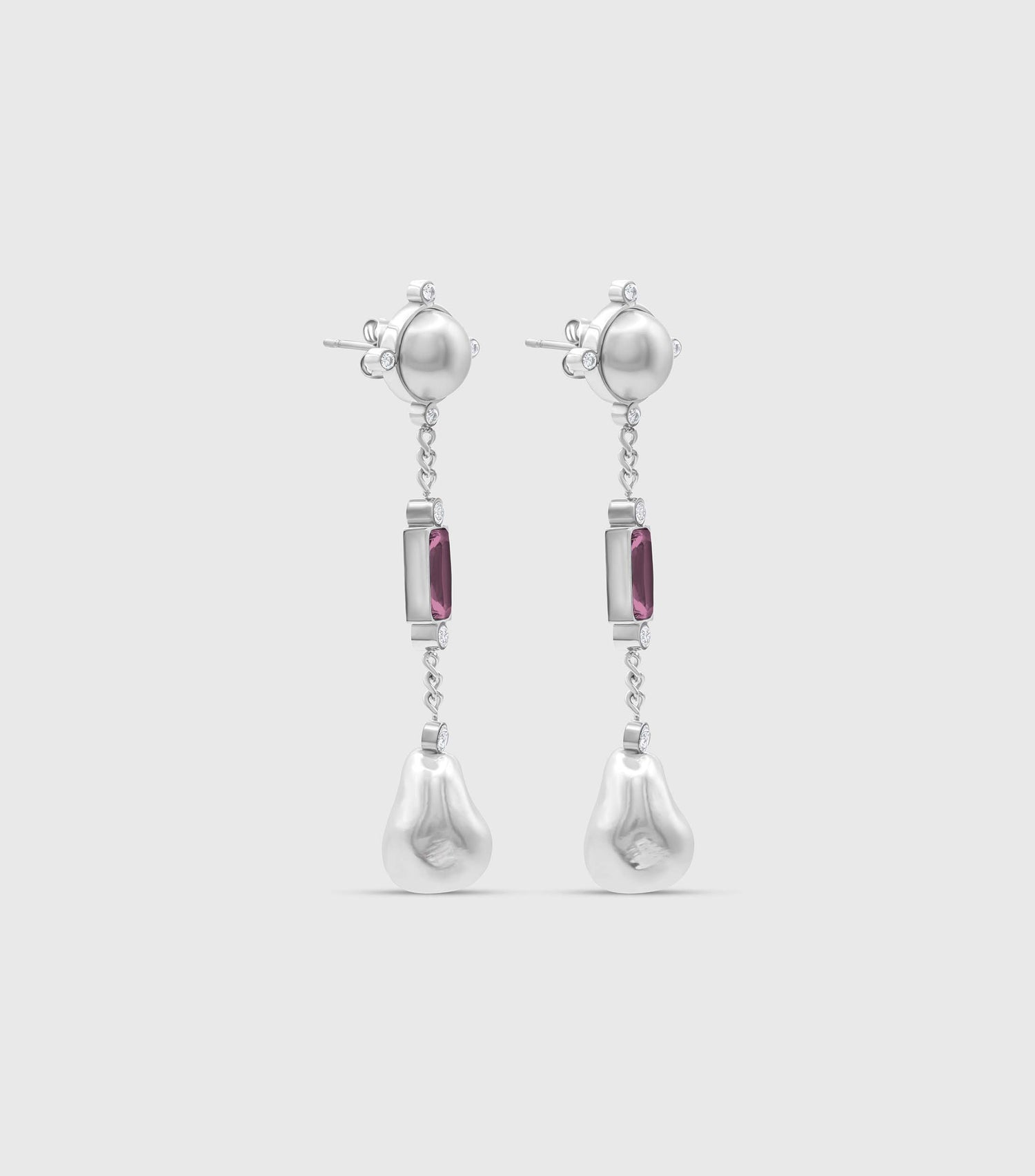 Pink Cascade Pearl Drop Earrings