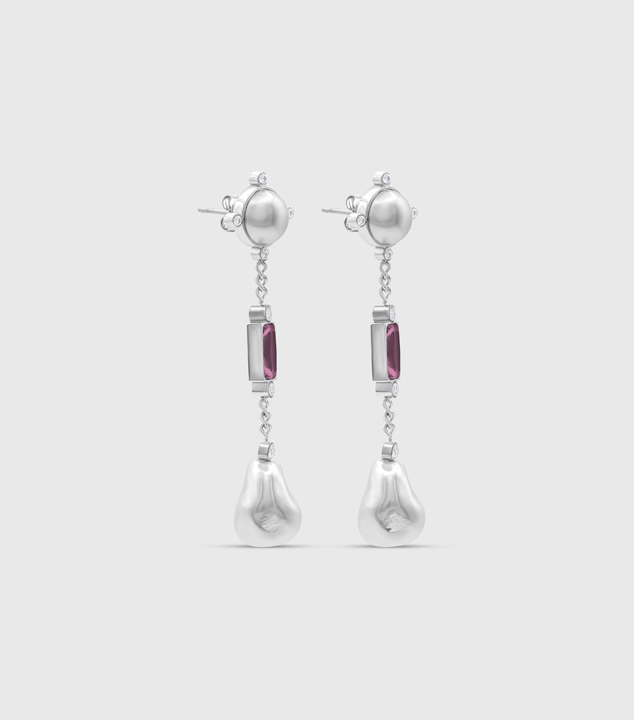 Pink Cascade Pearl Drop Earrings