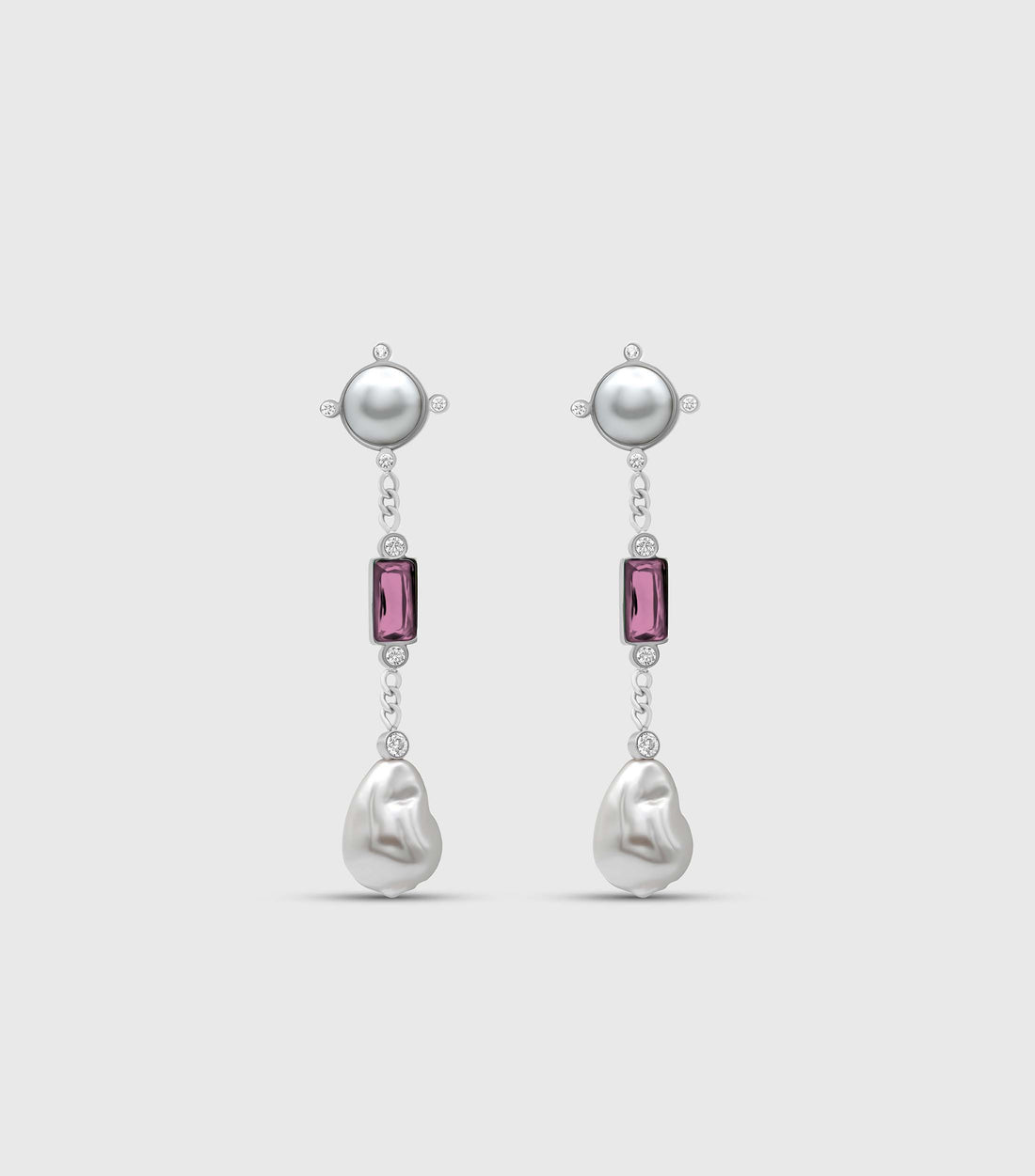 Pink Cascade Pearl Drop Earrings