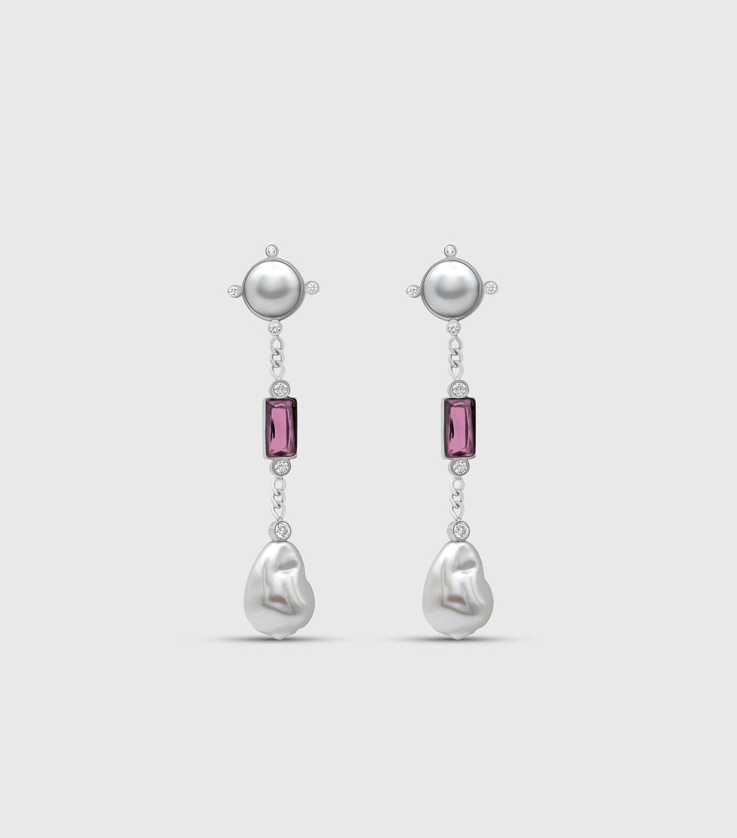 Pink Cascade Pearl Drop Earrings