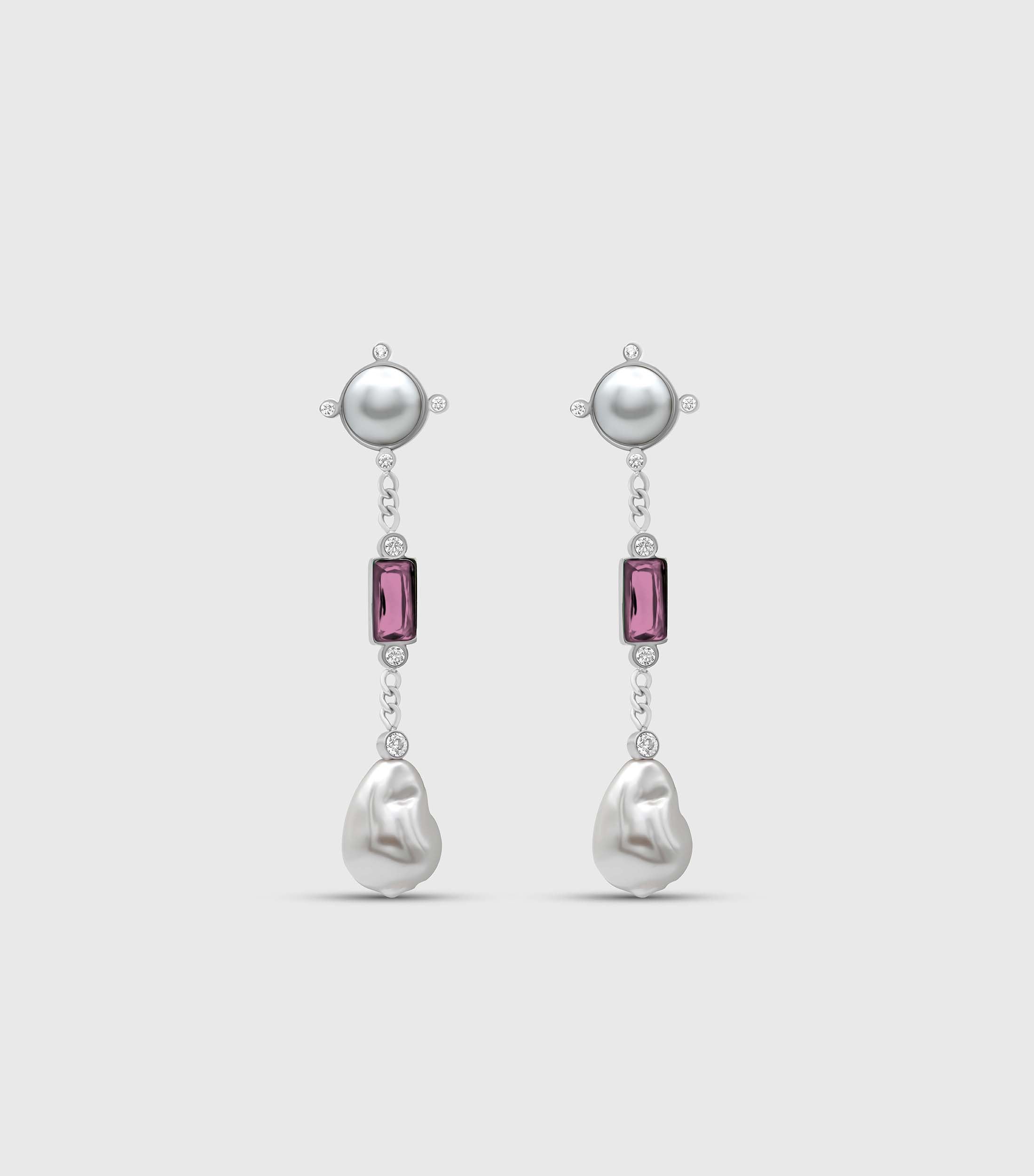 Pink Cascade Pearl Drop Earrings