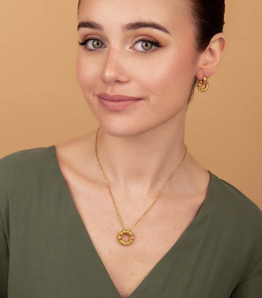 Golden Blossom Ring Pendant Necklace