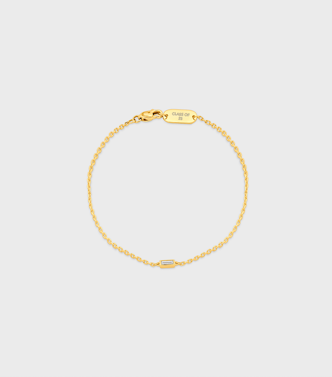 9K Solid Gold Baguette Diamond Cut Bracelet with Engravable Pendant Teacher&