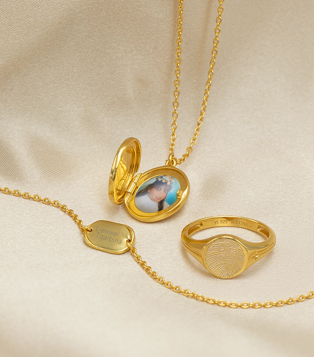 Blessed Engraving Oval Locket in Vermeil
