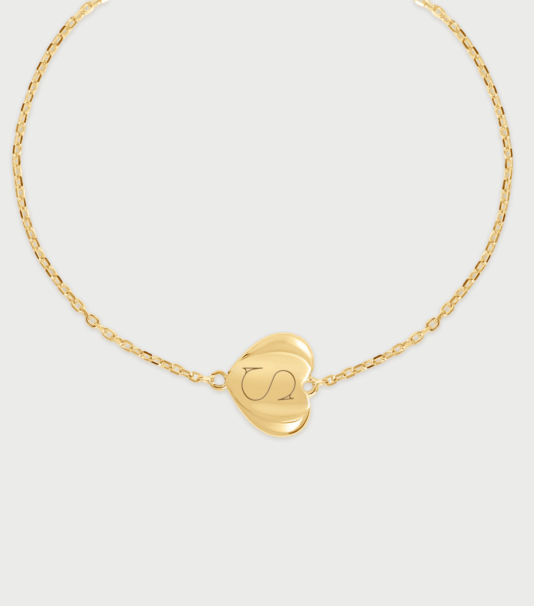 Vermeil Script Engraving Heart Pendant Bracelet