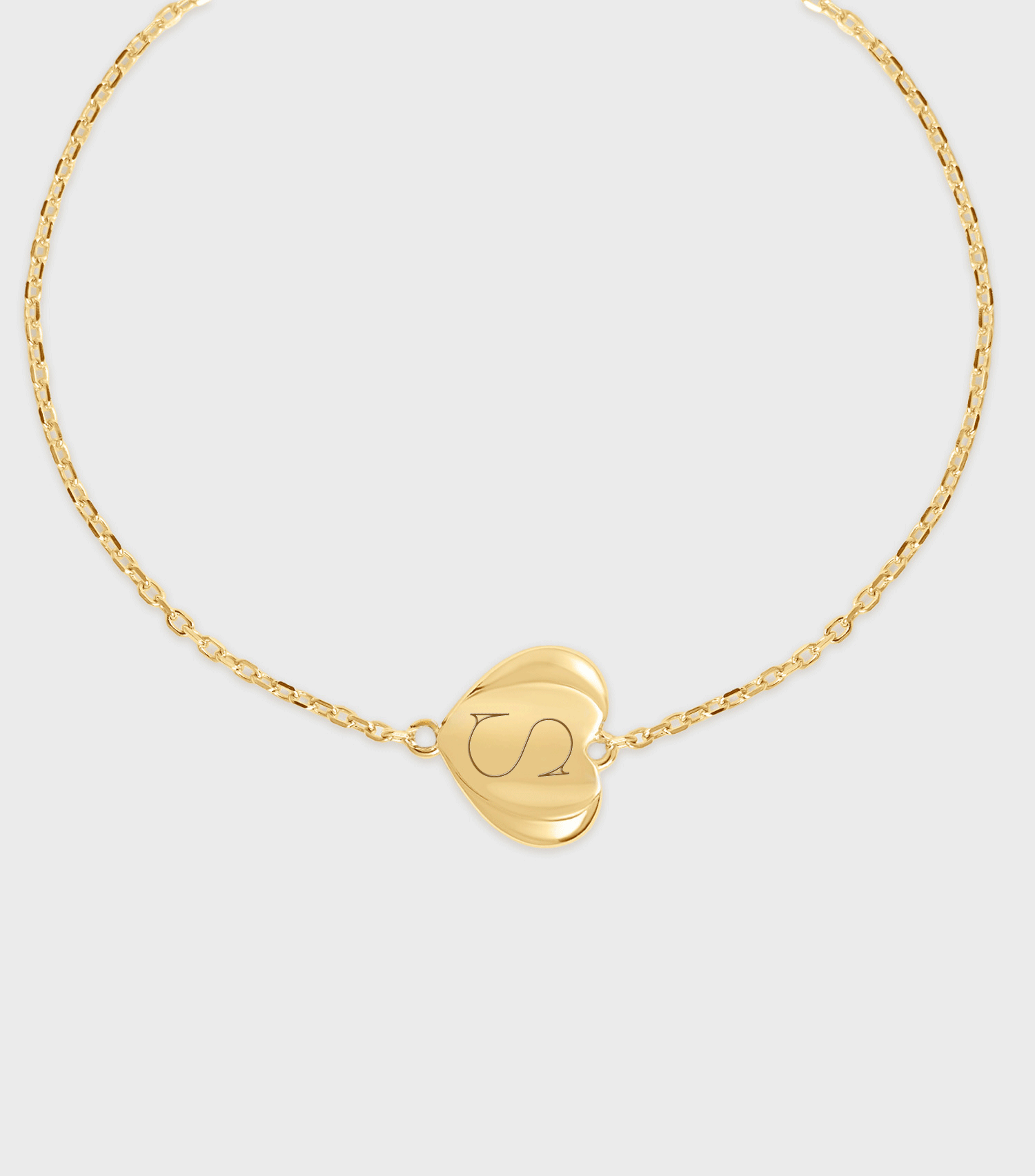 Vermeil Script Engraving Heart Pendant Bracelet