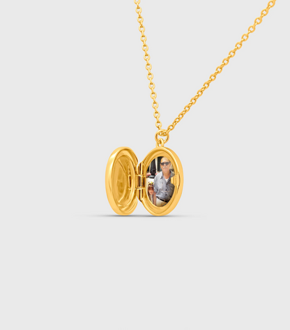 Blessed Engraving Oval Locket in Vermeil