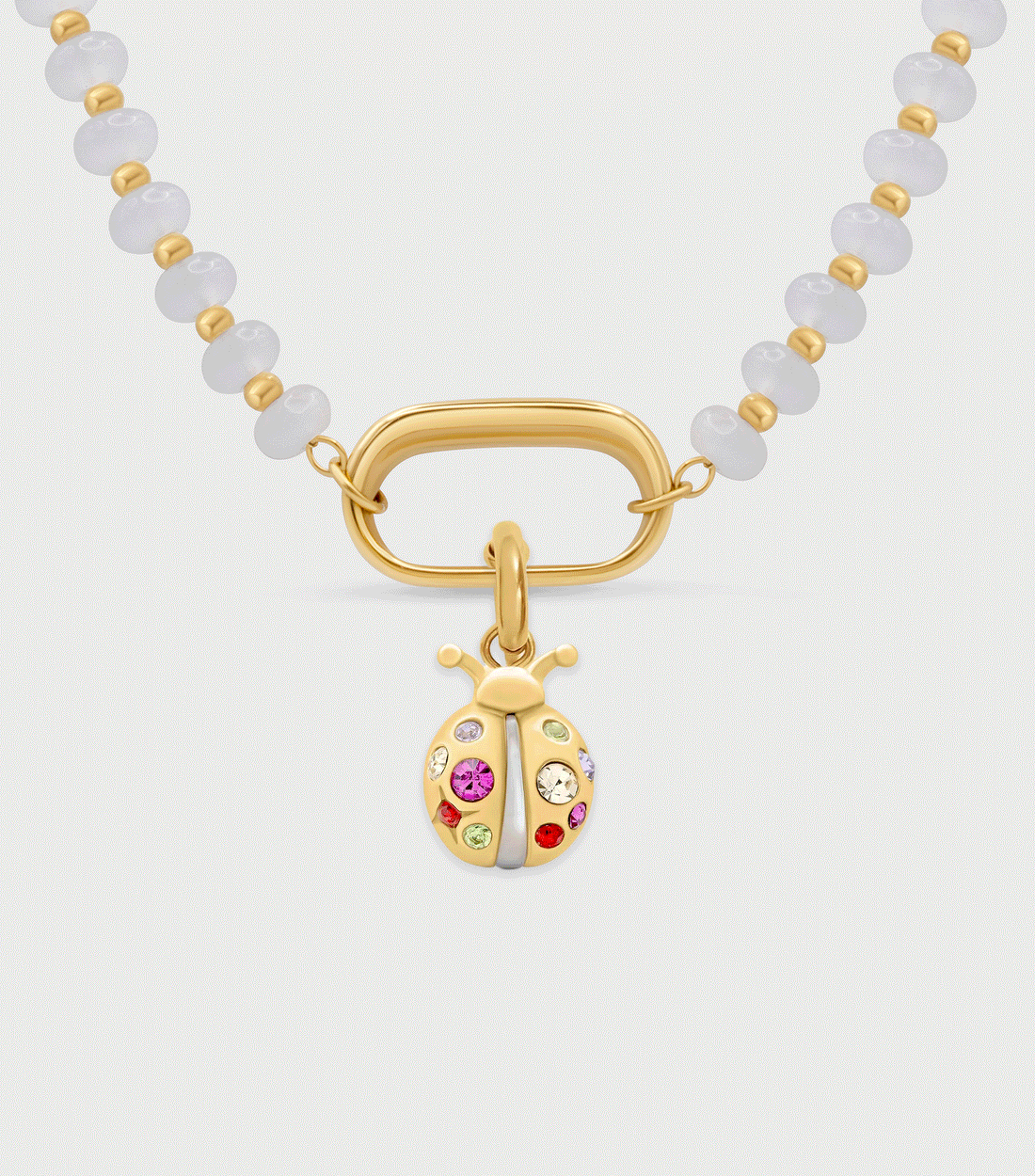 White Beaded Charm Necklace Gift Set