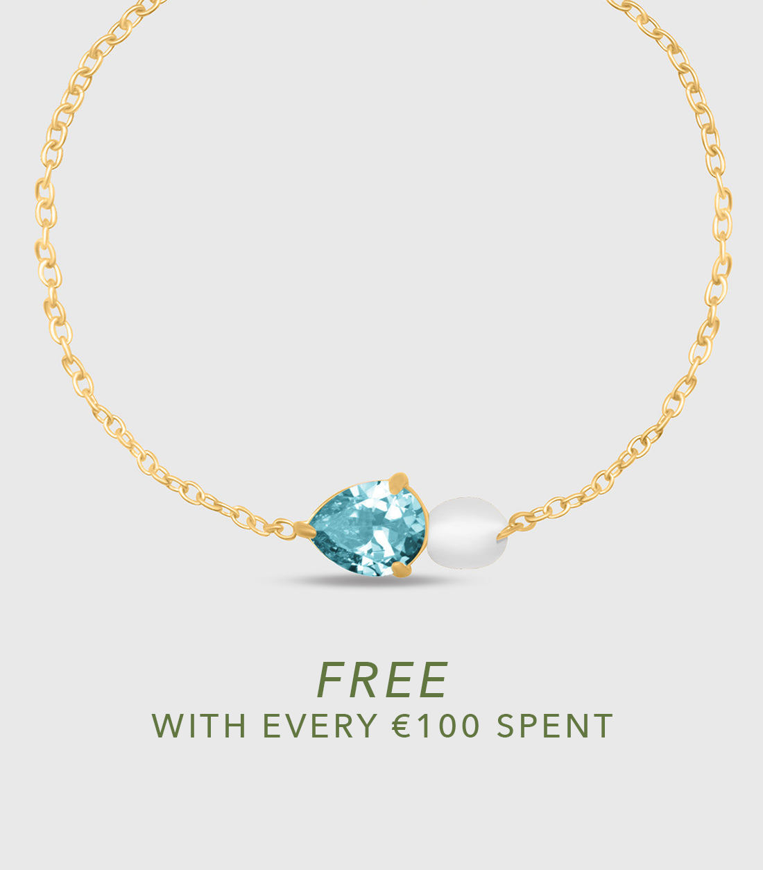 Turquoise Pear-Cut Zirconia &amp; Pearl Bracelet in Gold