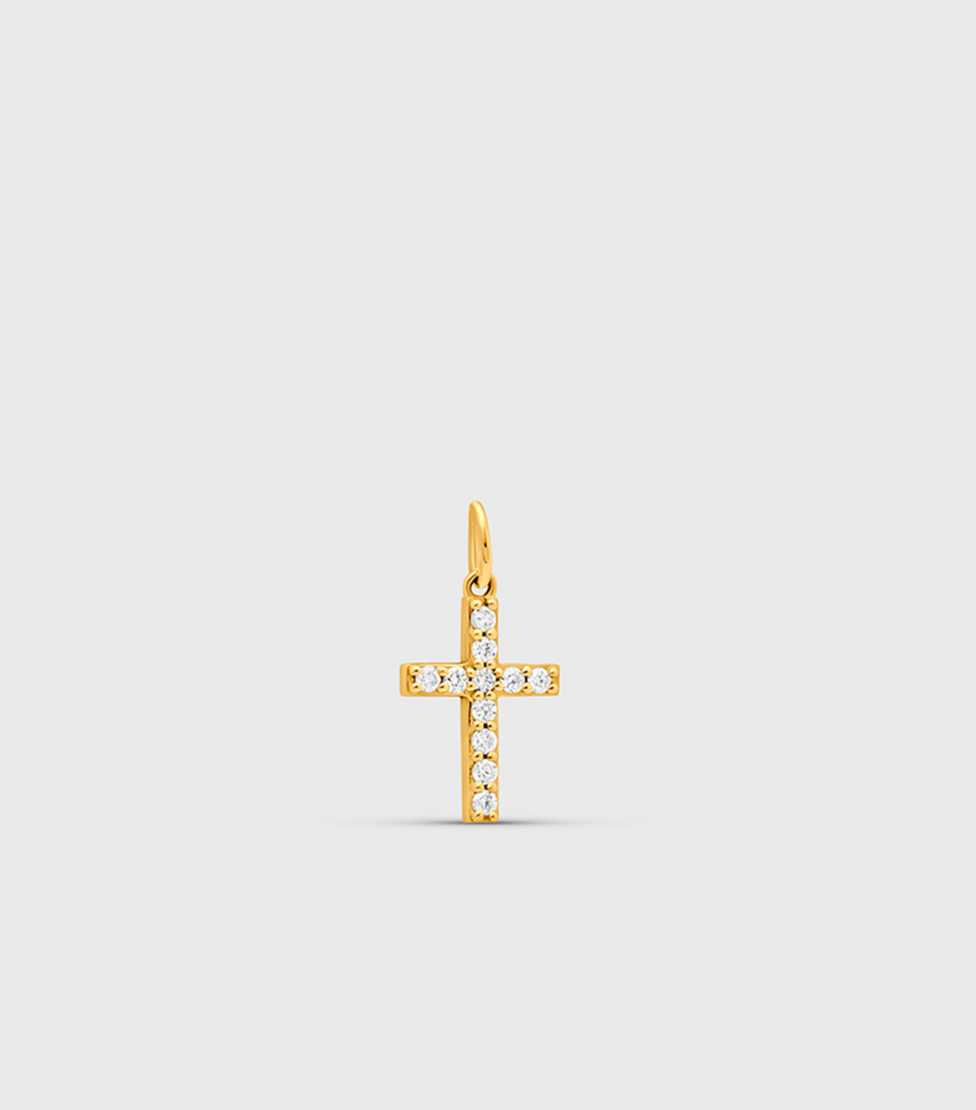 18K Gold Lab Grown Diamond-Studded Cross Pendant