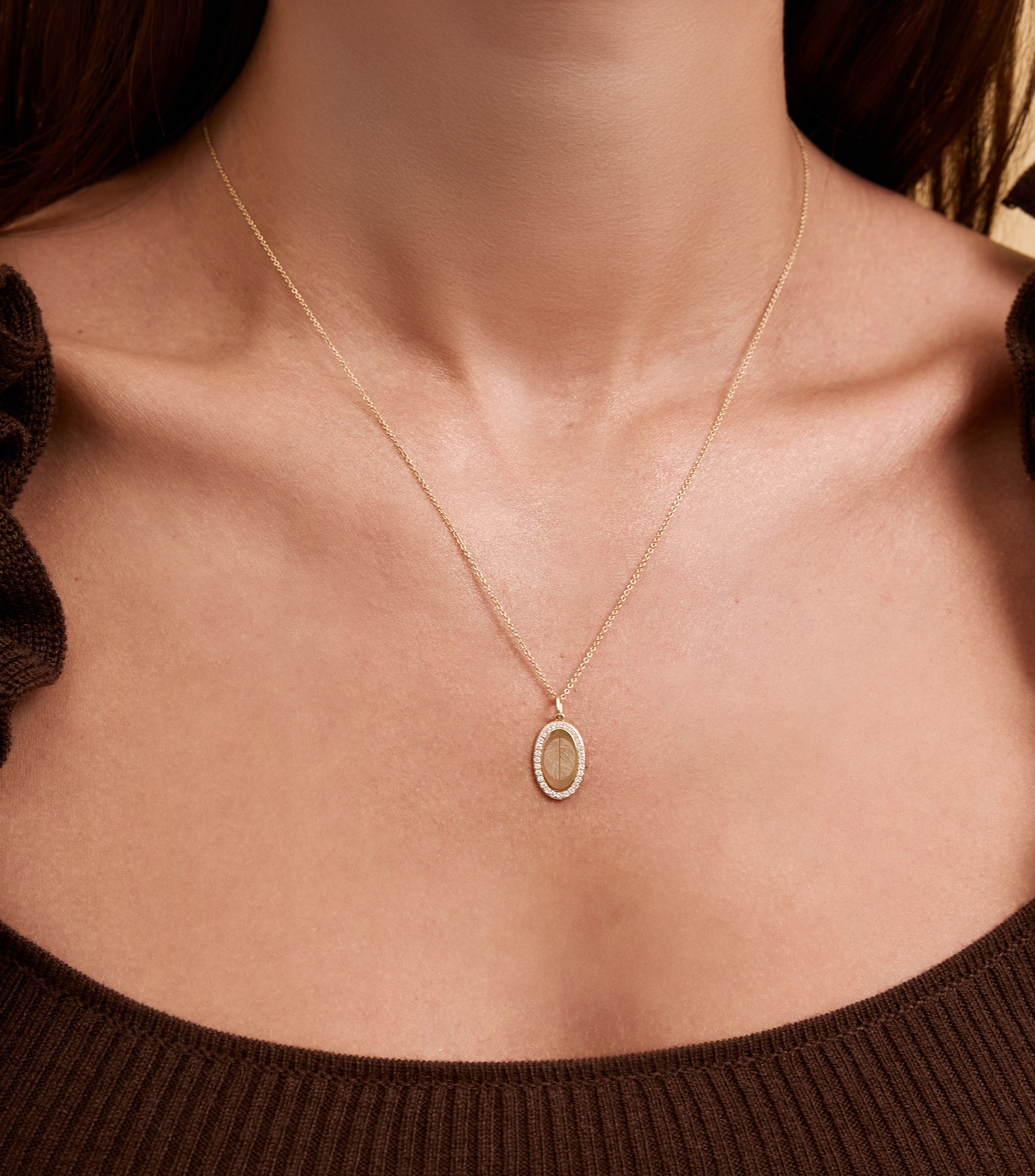 9K Celestial Lab Grown Diamond Infinity Pendant with Fingerprint