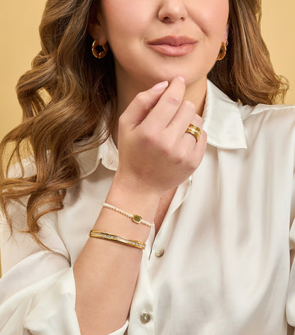 Vermeil Celestial Fingerprint Pendant Pearl Bracelet