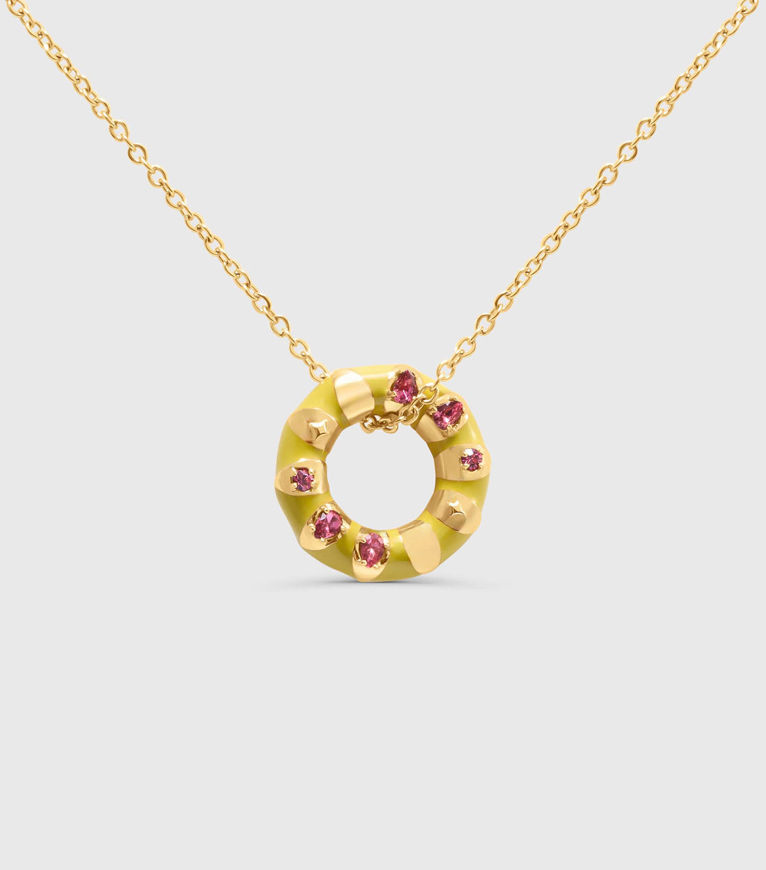 Golden Blossom Ring Pendant Necklace